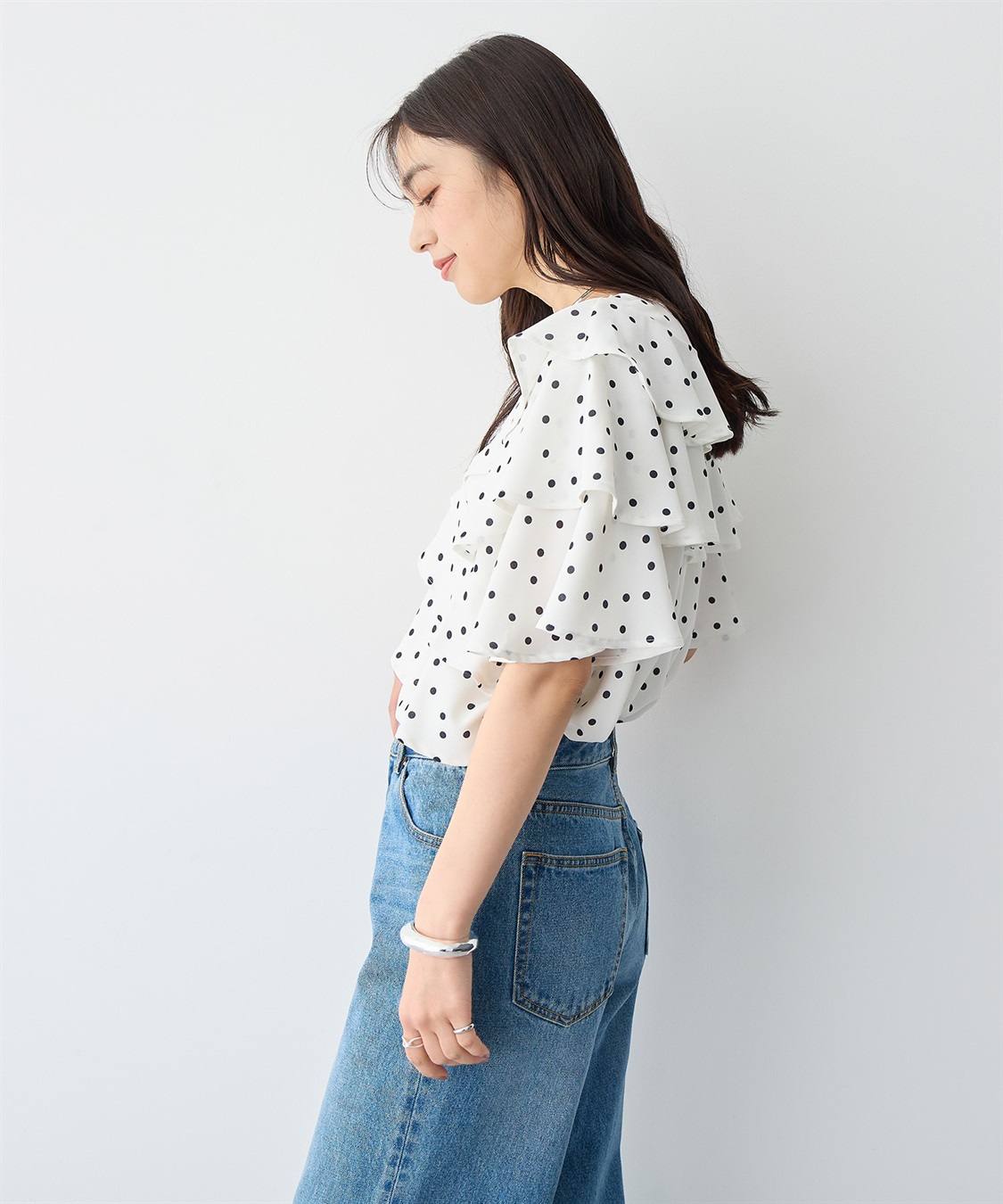 anyfee 【anyfee/プラスサイズ】フレアスリーブフリルデザインブラウス_sub_5
