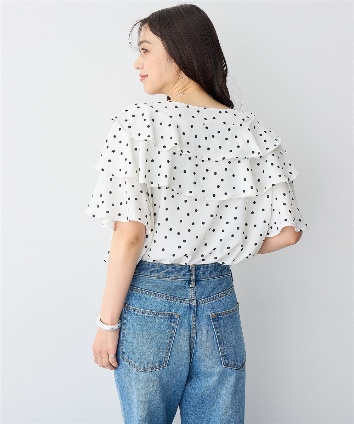 anyfee 【anyfee/プラスサイズ】フレアスリーブフリルデザインブラウス_sub_6