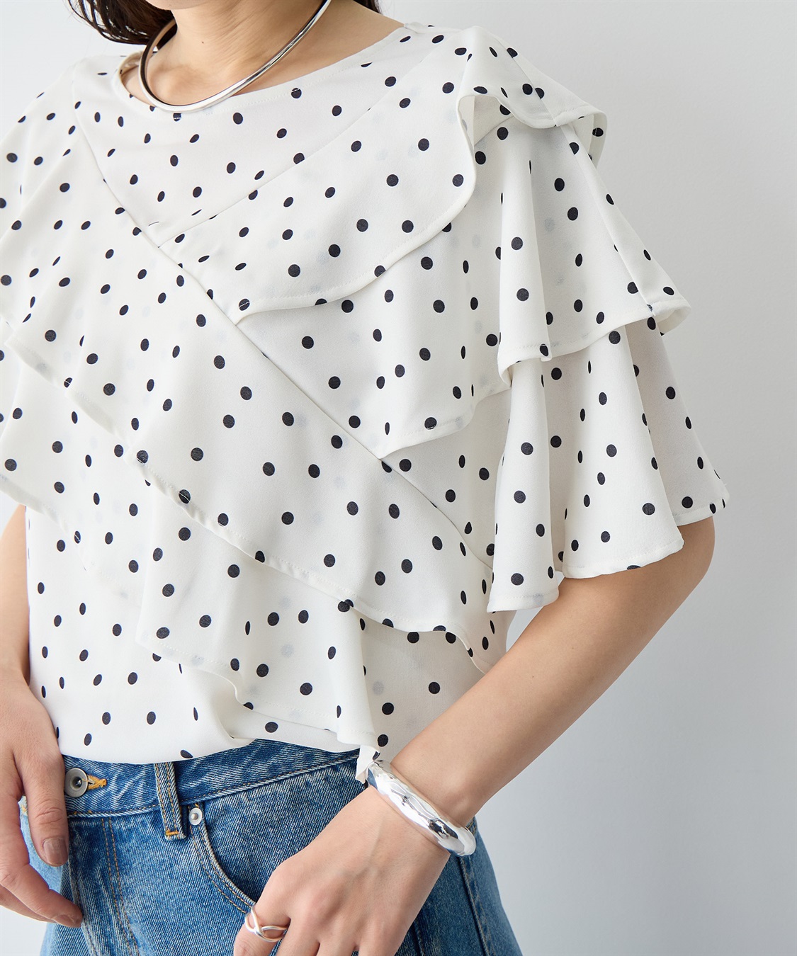 anyfee 【anyfee/プラスサイズ】フレアスリーブフリルデザインブラウス_sub_7