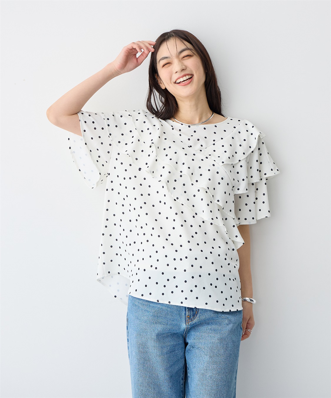 anyfee 【anyfee/プラスサイズ】フレアスリーブフリルデザインブラウス_sub_8