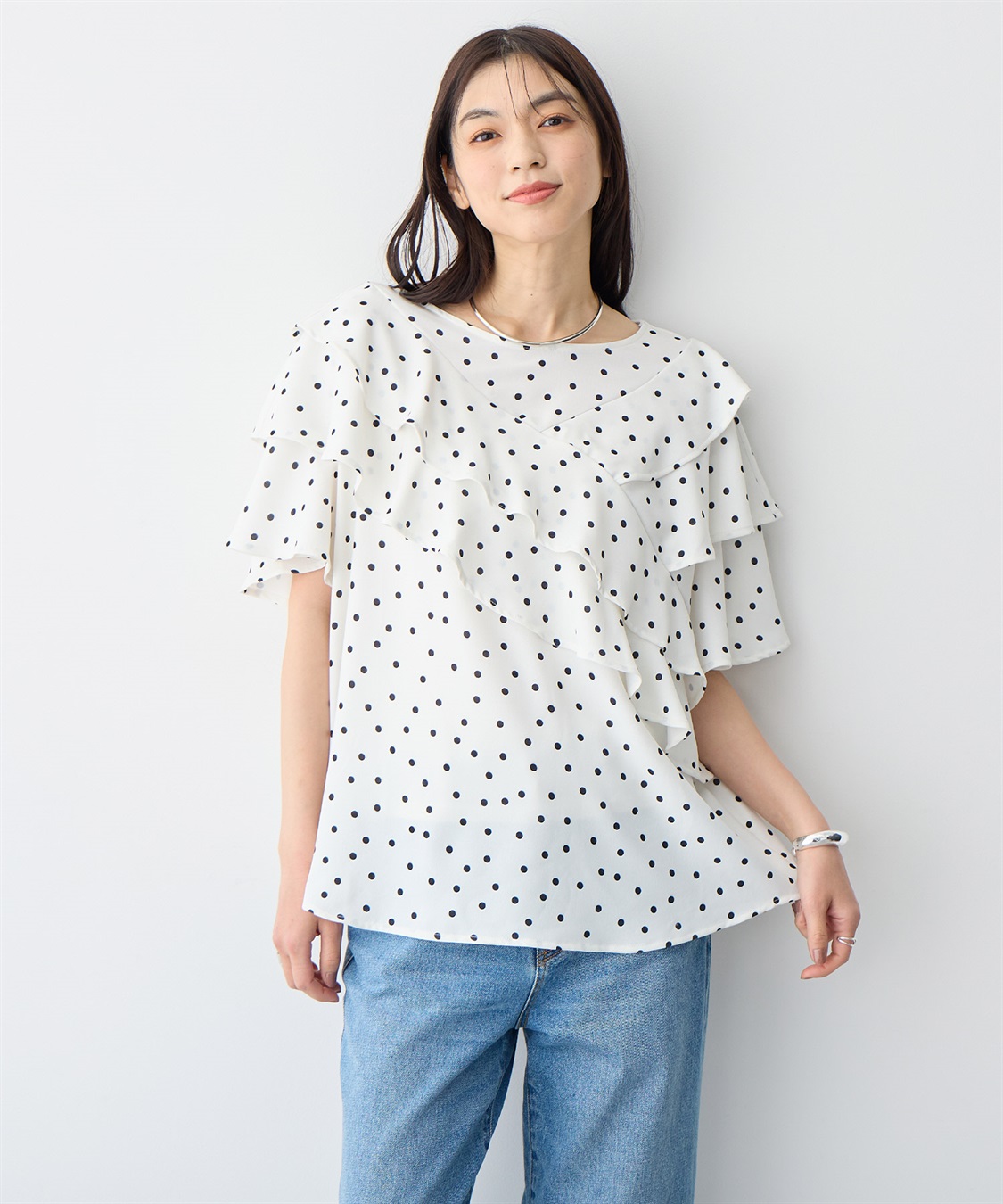 anyfee 【anyfee/プラスサイズ】フレアスリーブフリルデザインブラウス_sub_9