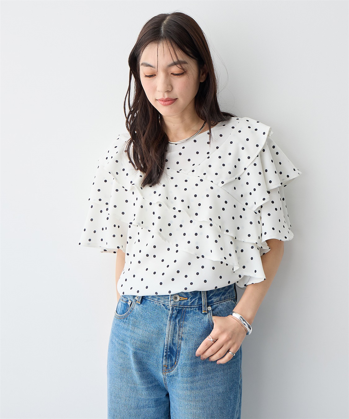 anyfee 【anyfee/プラスサイズ】フレアスリーブフリルデザインブラウス_sub_10