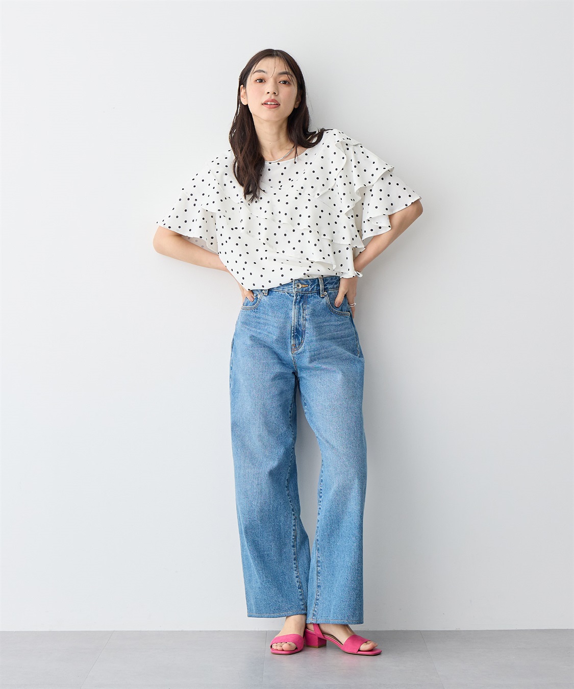 anyfee 【anyfee/プラスサイズ】フレアスリーブフリルデザインブラウス_sub_11