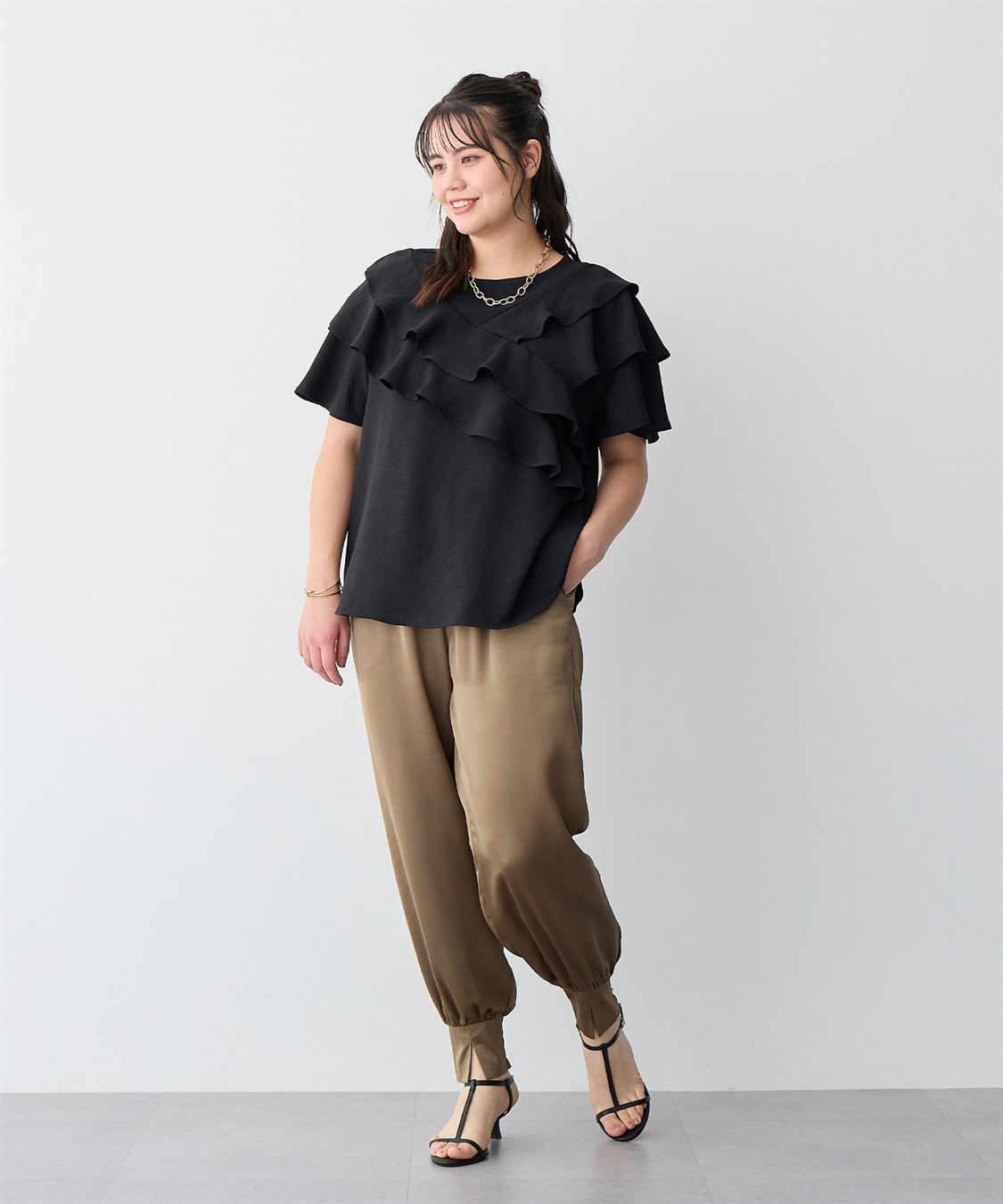 anyfee 【anyfee/プラスサイズ】フレアスリーブフリルデザインブラウス_sub_19