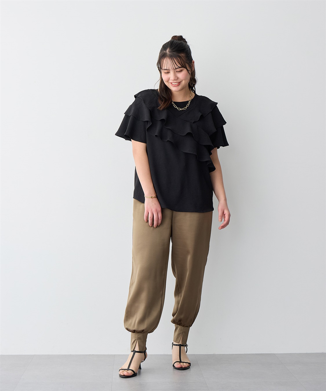 anyfee 【anyfee/プラスサイズ】フレアスリーブフリルデザインブラウス_sub_20