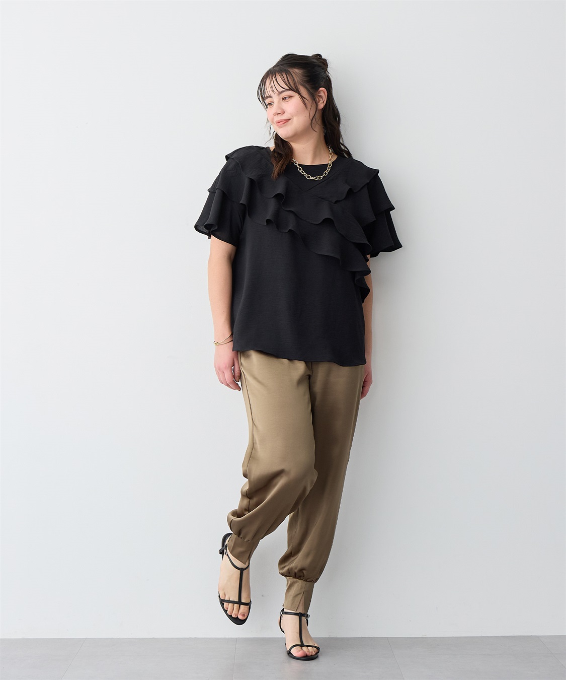 anyfee 【anyfee/プラスサイズ】フレアスリーブフリルデザインブラウス_sub_21