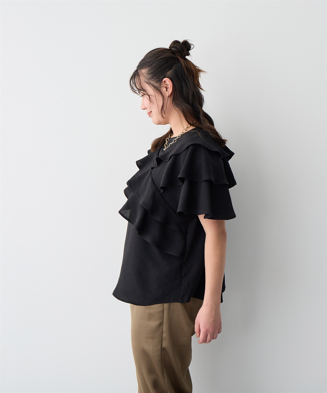 anyfee 【anyfee/プラスサイズ】フレアスリーブフリルデザインブラウス_sub_22