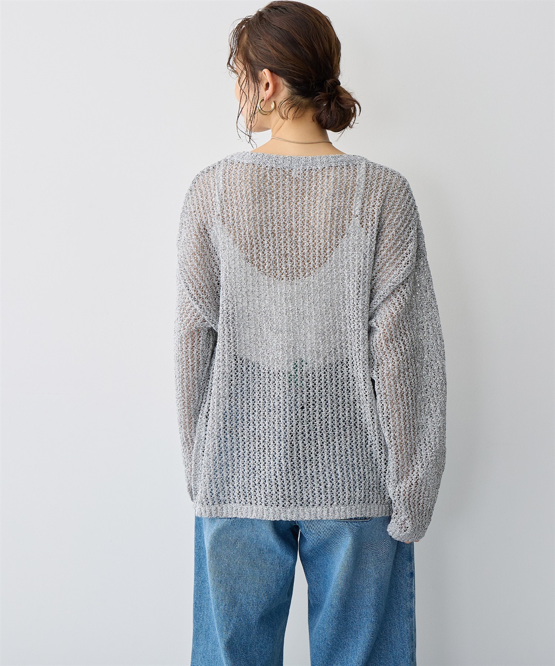 anyfee 【anyfee/プラスサイズ】ブークレヤーン透かし編みルーズニット_sub_9