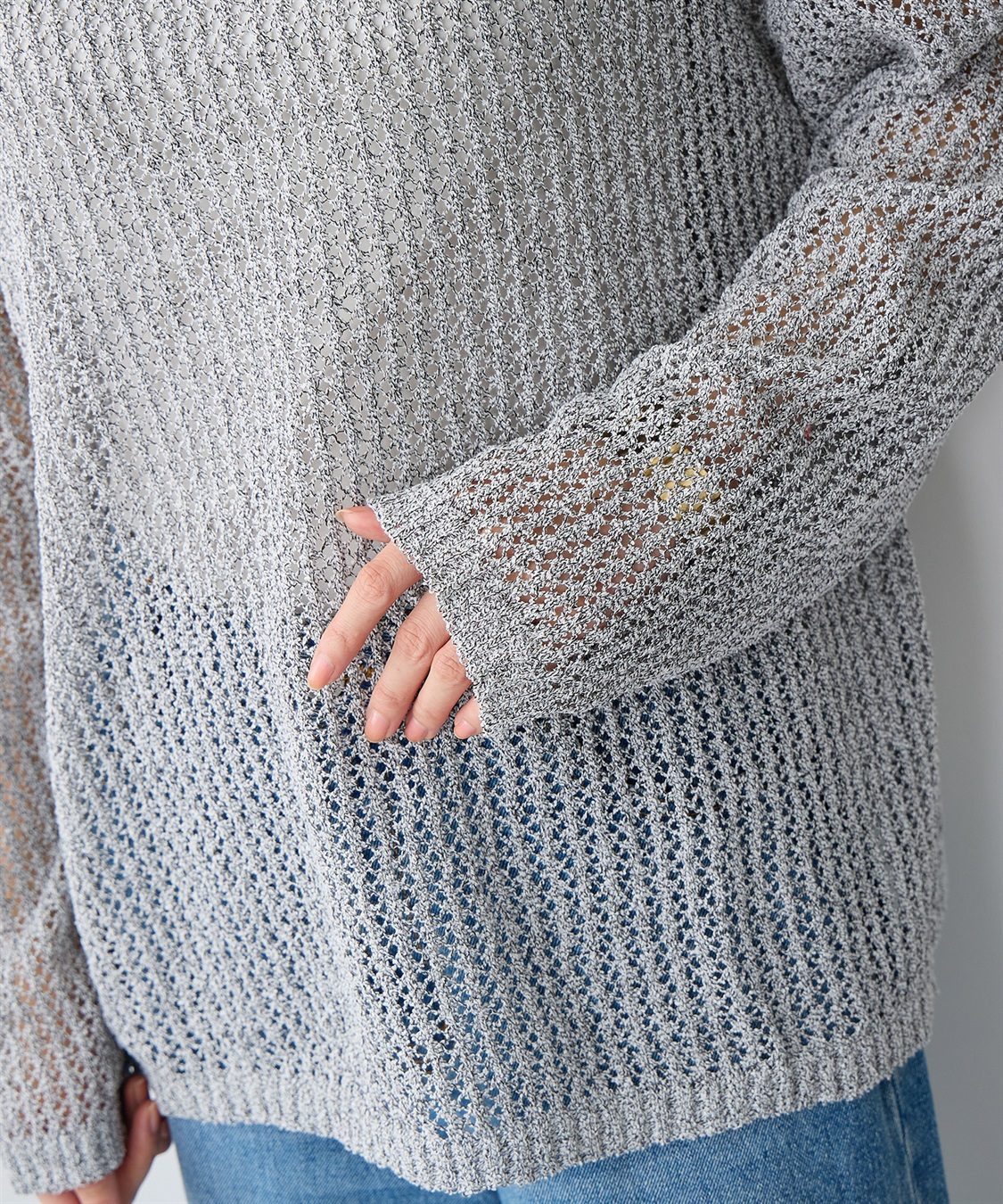 anyfee 【anyfee/プラスサイズ】ブークレヤーン透かし編みルーズニット_sub_11