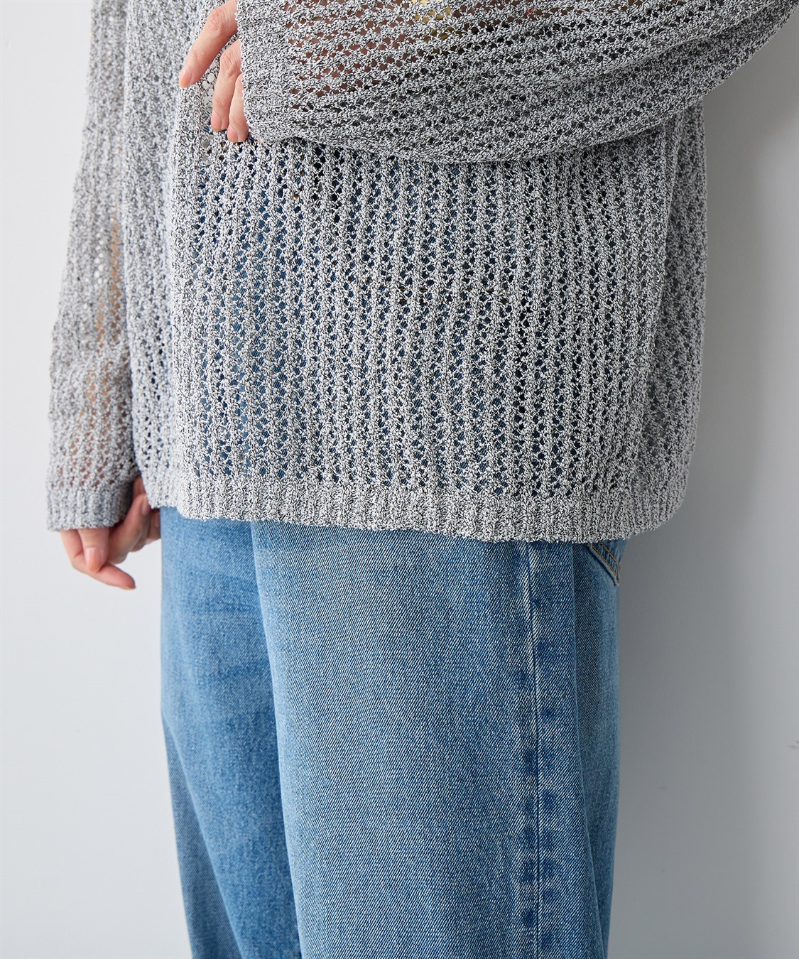 anyfee 【anyfee/プラスサイズ】ブークレヤーン透かし編みルーズニット_sub_12