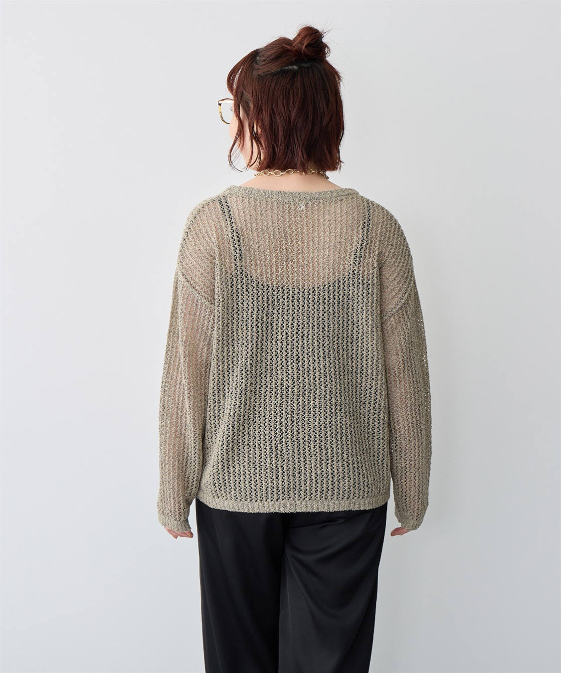 anyfee 【anyfee/プラスサイズ】ブークレヤーン透かし編みルーズニット_sub_18
