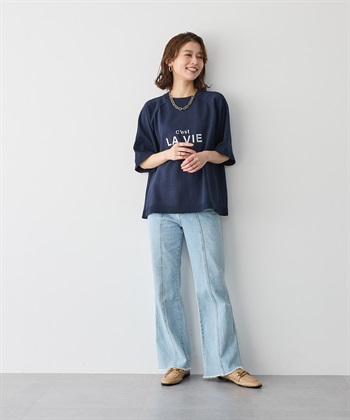 Life Style by cross marche 【anyfee/プラスサイズ】刺繍ロゴ入り半袖ニットトップス_subthumb_4
