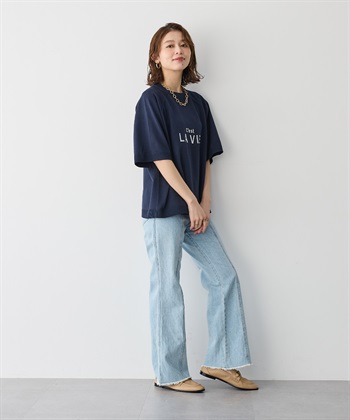Life Style by cross marche 【anyfee/プラスサイズ】刺繍ロゴ入り半袖ニットトップス_subthumb_5