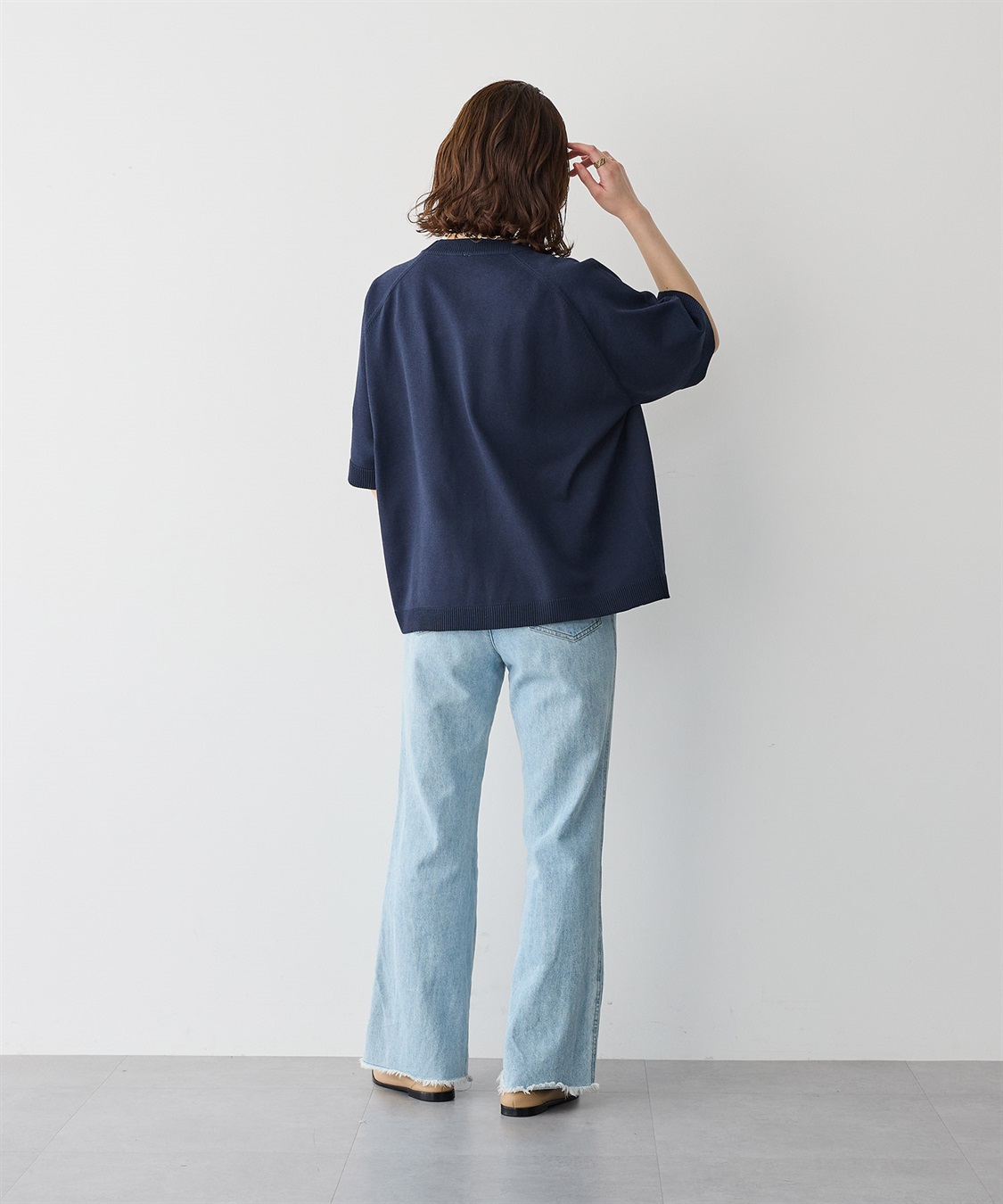 Life Style by cross marche 【anyfee/プラスサイズ】刺繍ロゴ入り半袖ニットトップス_sub_7