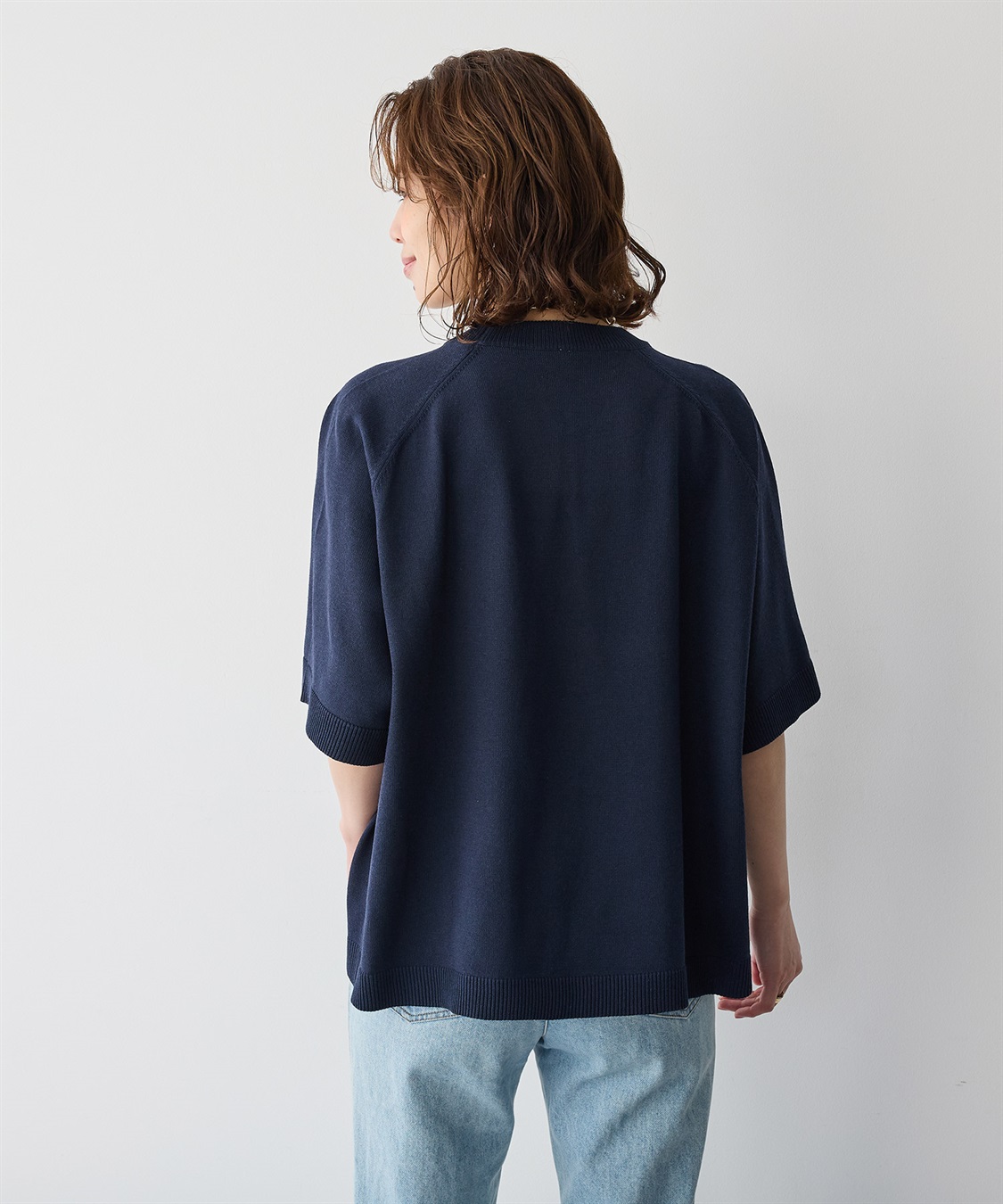 Life Style by cross marche 【anyfee/プラスサイズ】刺繍ロゴ入り半袖ニットトップス_sub_13