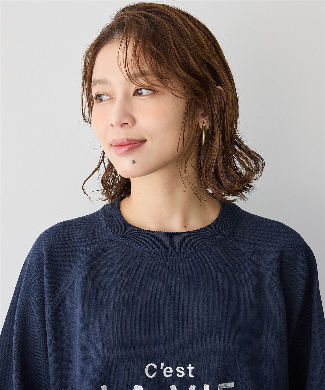 Life Style by cross marche 【anyfee/プラスサイズ】刺繍ロゴ入り半袖ニットトップス_sub_14