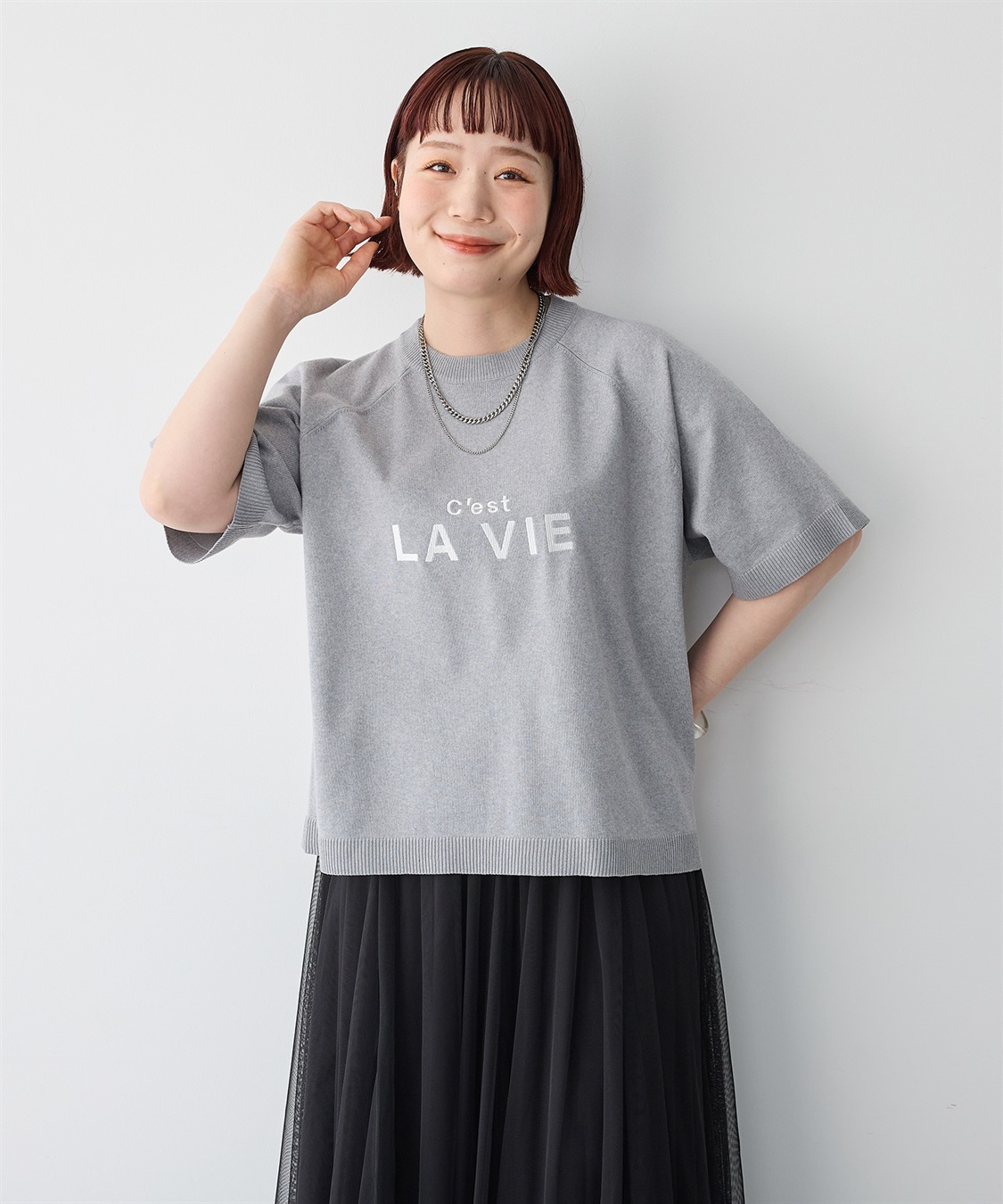 Life Style by cross marche 【anyfee/プラスサイズ】刺繍ロゴ入り半袖ニットトップス_sub_16