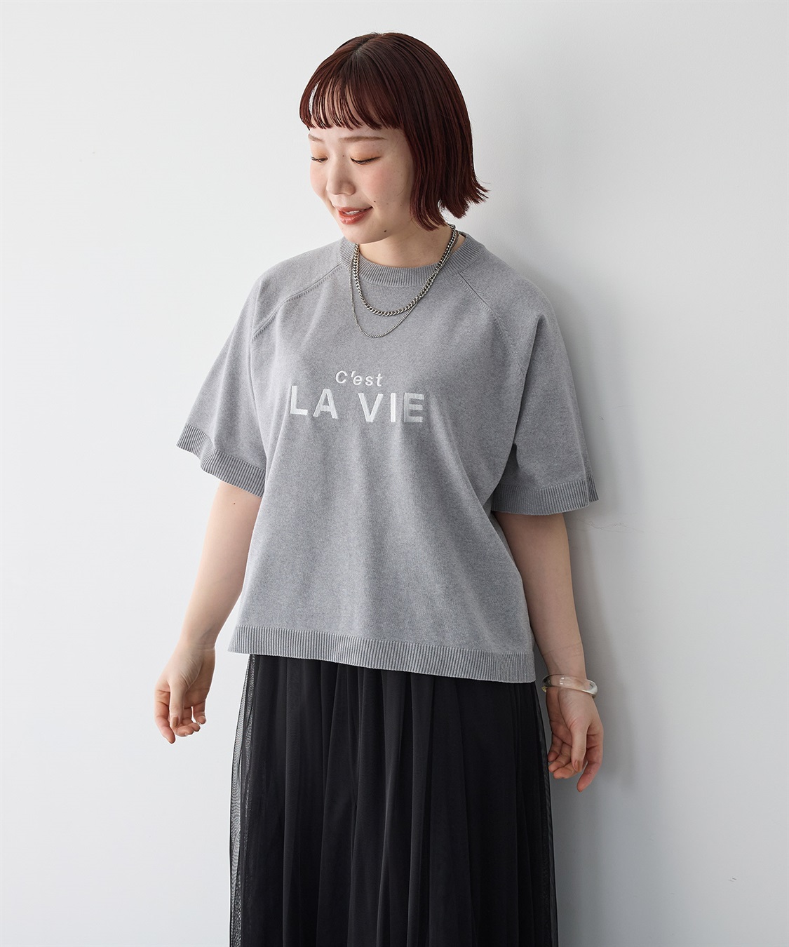 Life Style by cross marche 【anyfee/プラスサイズ】刺繍ロゴ入り半袖ニットトップス_sub_18