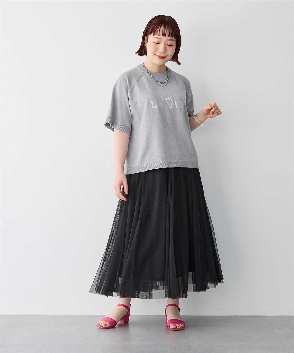 Life Style by cross marche 【anyfee/プラスサイズ】刺繍ロゴ入り半袖ニットトップス_sub_21