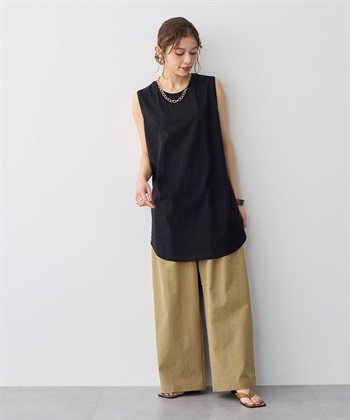 Life Style by cross marche 【anyfee/プラスサイズ】多タックワイドパンツ《接触冷感/吸水速乾/UVカット/ストレッチ》_subthumb_3