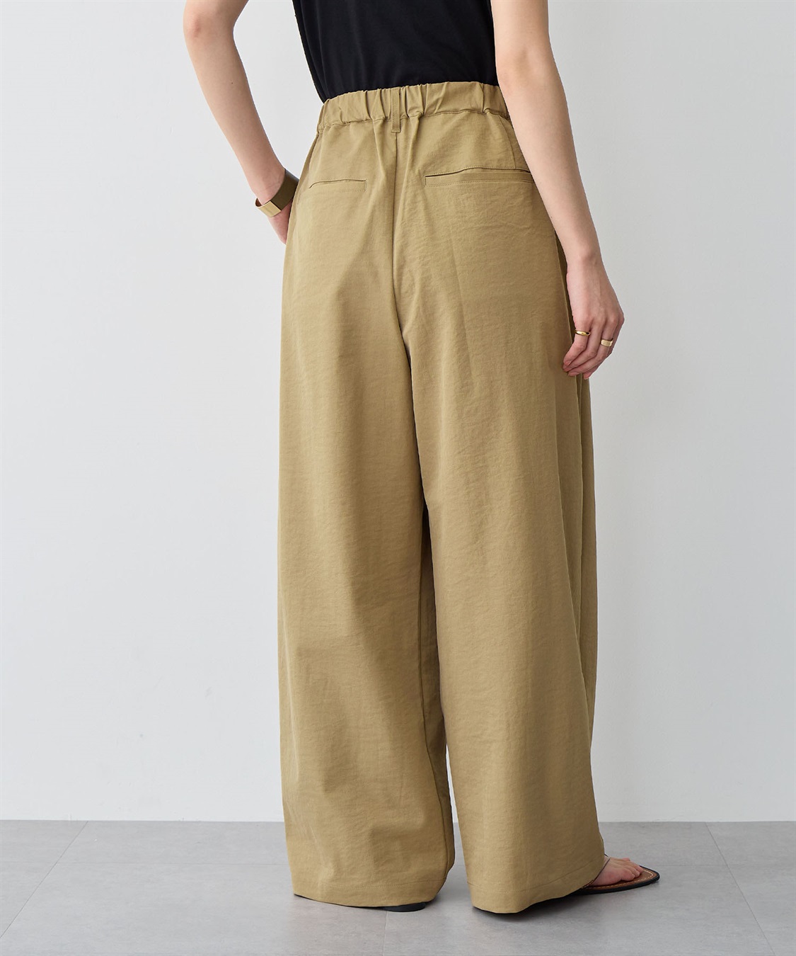 anyfee 【anyfee/プラスサイズ】多タックワイドパンツ《接触冷感/吸水速乾/UVカット/ストレッチ》_sub_6