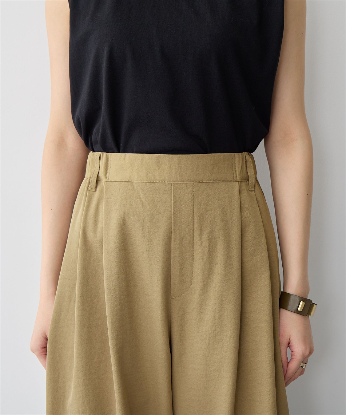 anyfee 【anyfee/プラスサイズ】多タックワイドパンツ《接触冷感/吸水速乾/UVカット/ストレッチ》_sub_8