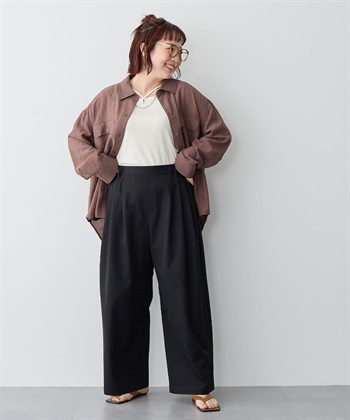 Life Style by cross marche 【anyfee/プラスサイズ】多タックワイドパンツ《接触冷感/吸水速乾/UVカット/ストレッチ》_subthumb_20