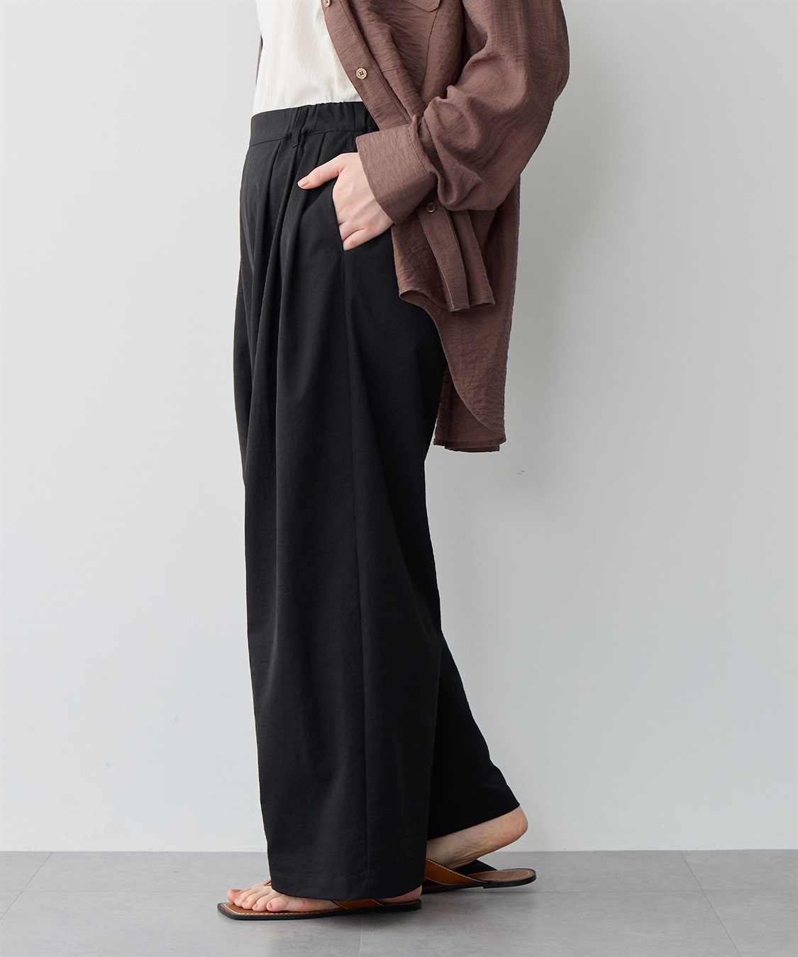anyfee 【anyfee/プラスサイズ】多タックワイドパンツ《接触冷感/吸水速乾/UVカット/ストレッチ》_sub_21