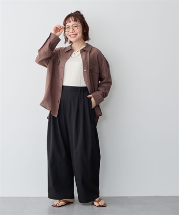 Life Style by cross marche 【anyfee/プラスサイズ】多タックワイドパンツ《接触冷感/吸水速乾/UVカット/ストレッチ》_subthumb_22