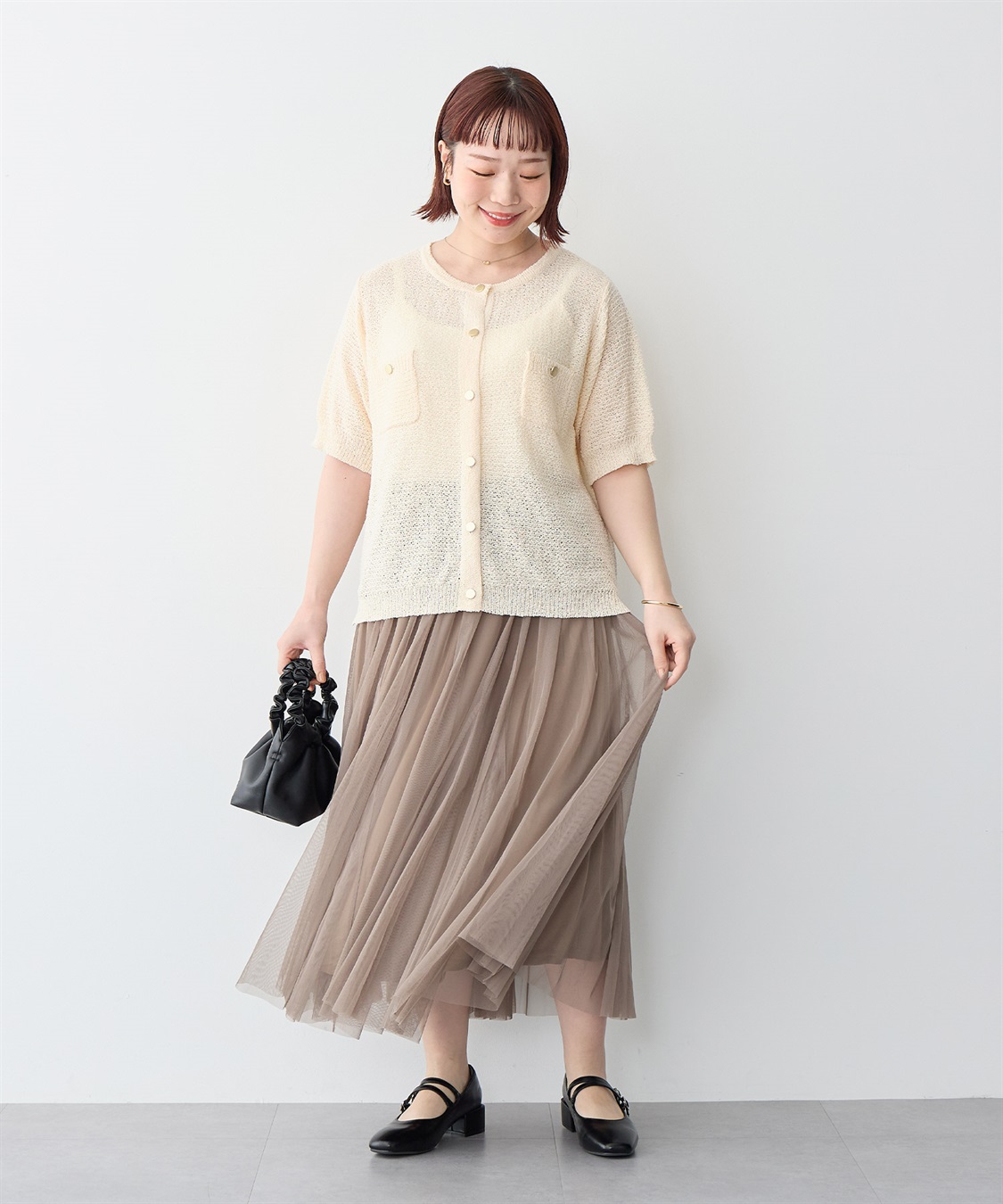 Life Style by cross marche 【anyfee/プラスサイズ】ブークレヤーン半袖サマーニットカーディガン_sub_16