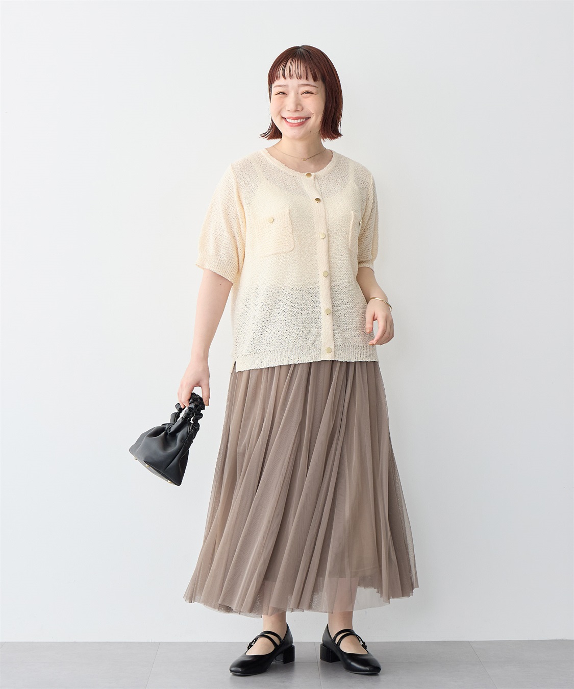 Life Style by cross marche 【anyfee/プラスサイズ】ブークレヤーン半袖サマーニットカーディガン_sub_17