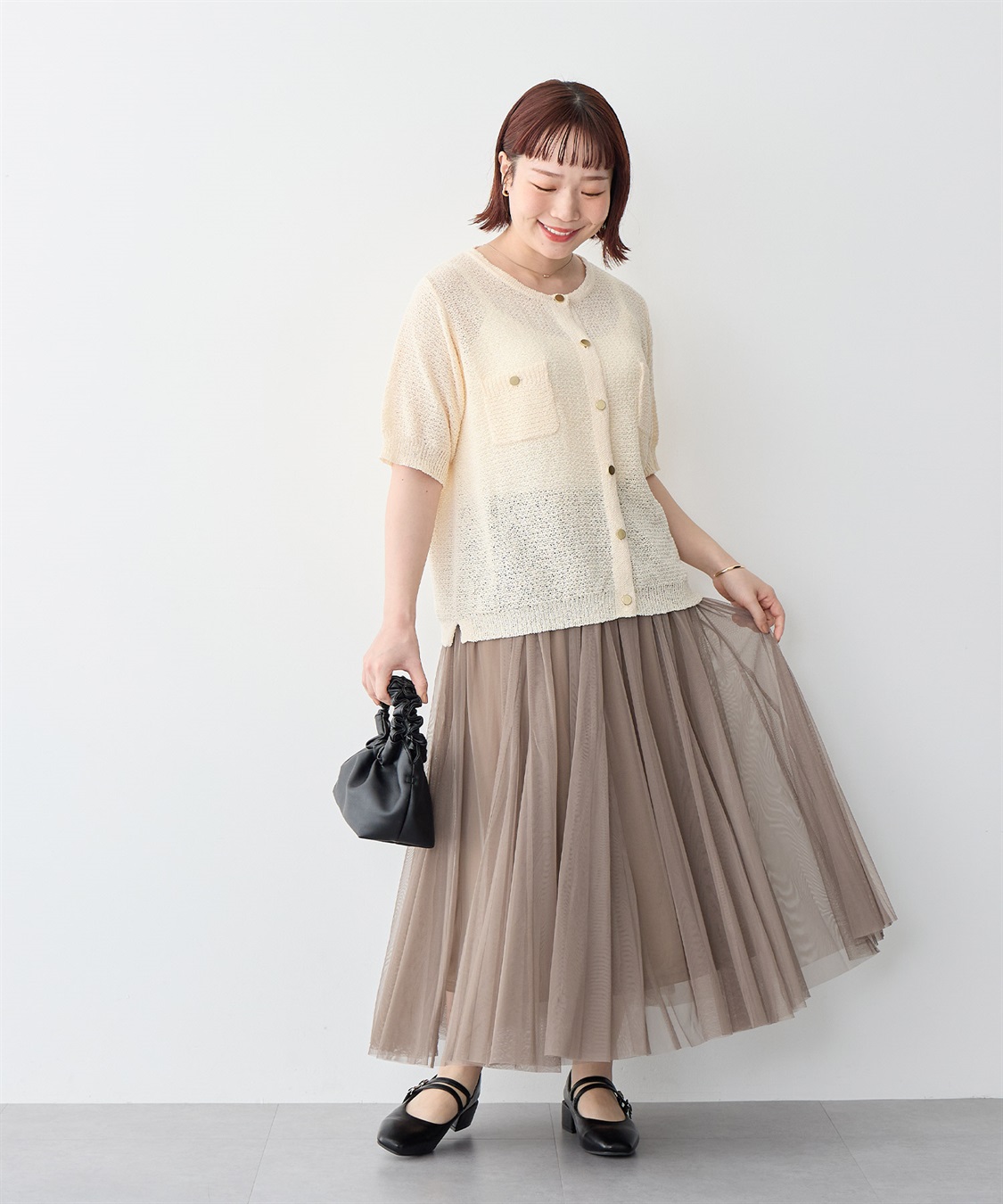 Life Style by cross marche 【anyfee/プラスサイズ】ブークレヤーン半袖サマーニットカーディガン_sub_18