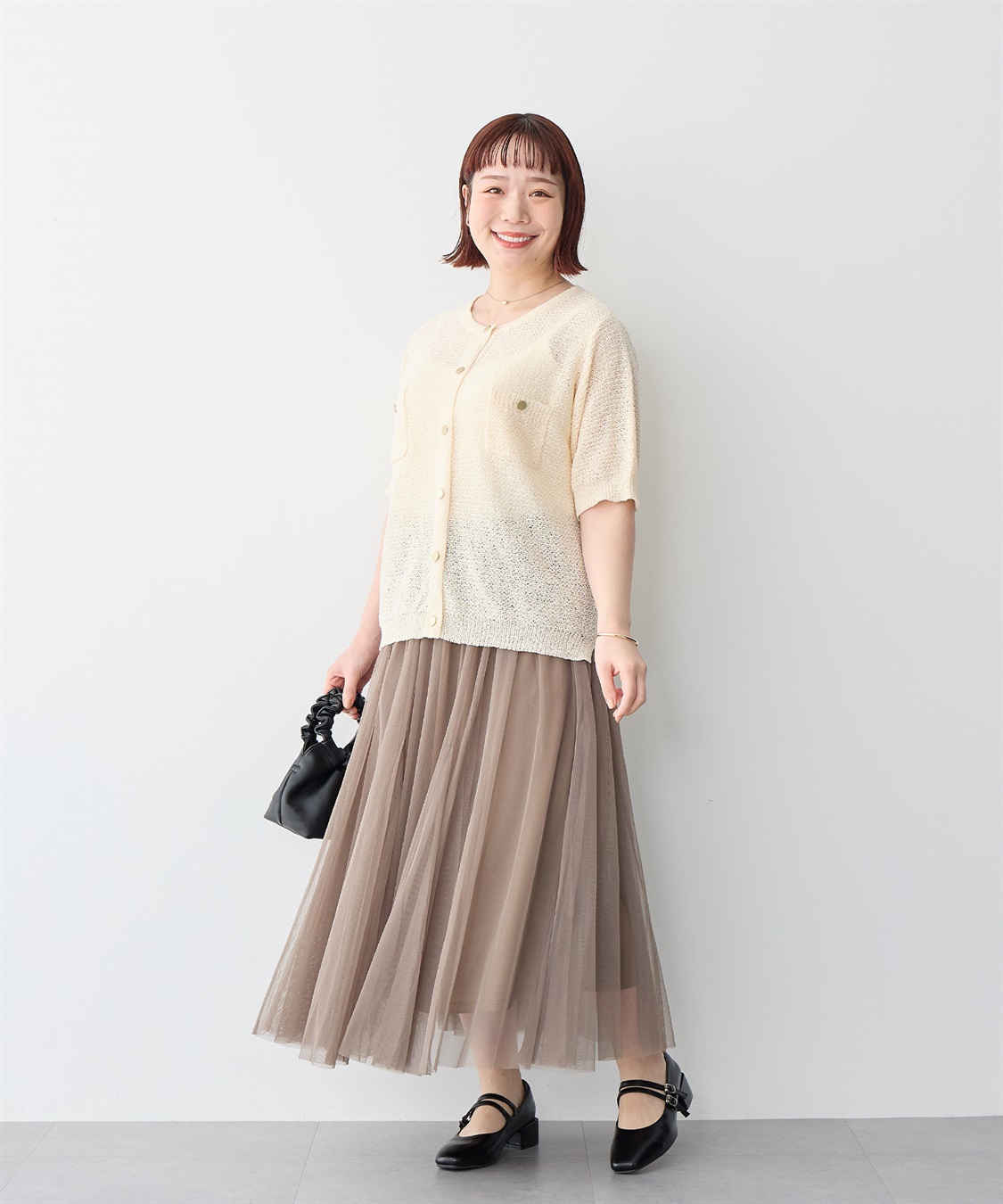 Life Style by cross marche 【anyfee/プラスサイズ】ブークレヤーン半袖サマーニットカーディガン_sub_19