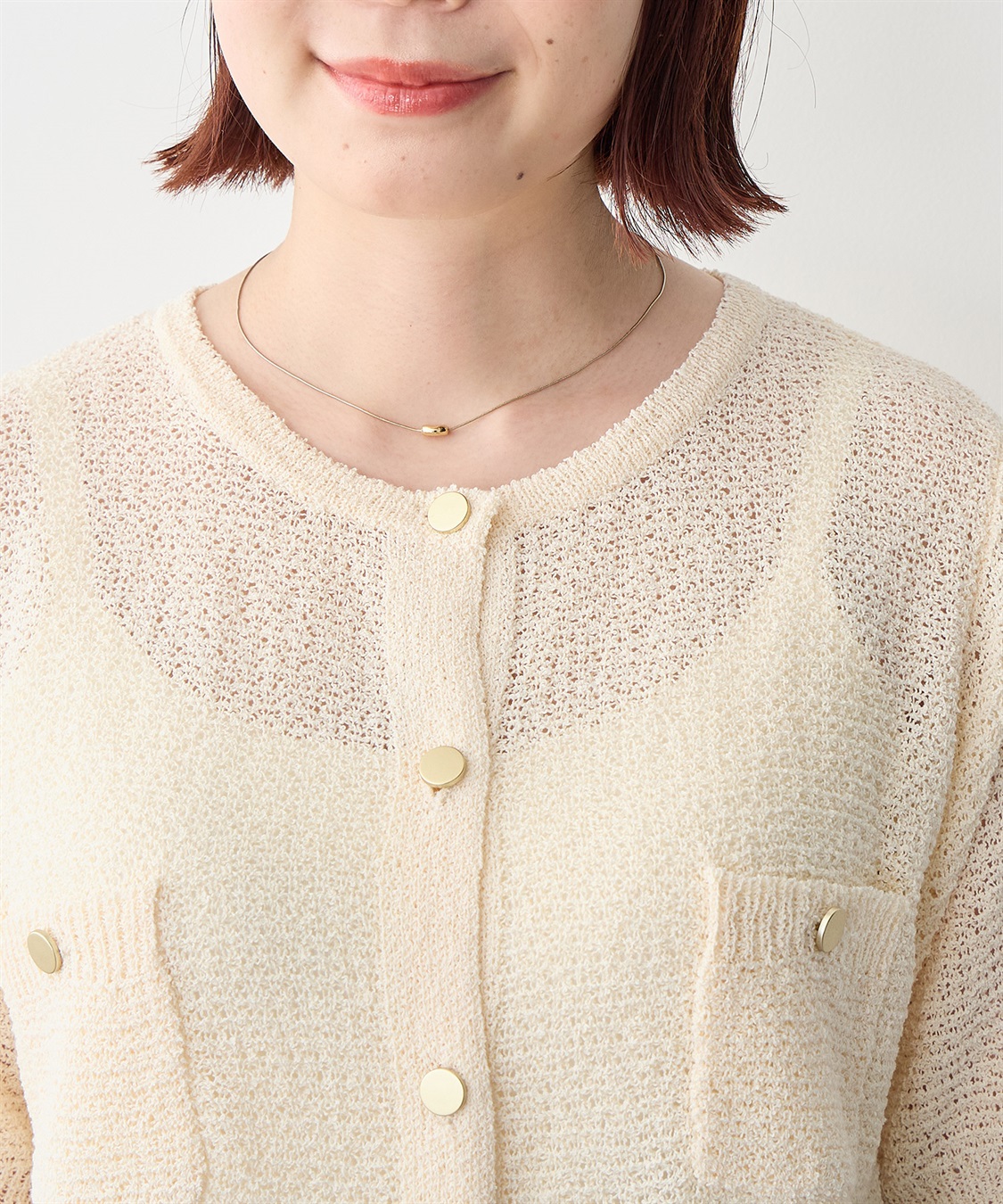 Life Style by cross marche 【anyfee/プラスサイズ】ブークレヤーン半袖サマーニットカーディガン_sub_20