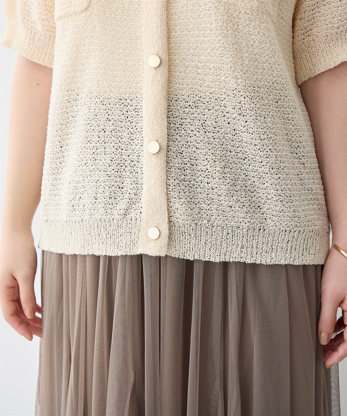 Life Style by cross marche 【anyfee/プラスサイズ】ブークレヤーン半袖サマーニットカーディガン_sub_22