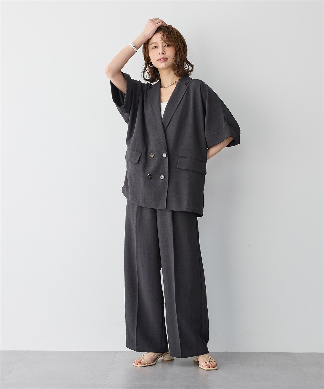 anyfee 【anyfee/プラスサイズ】リネン調半袖テーラードジャケット■リネンライクシリーズ■_sub_15