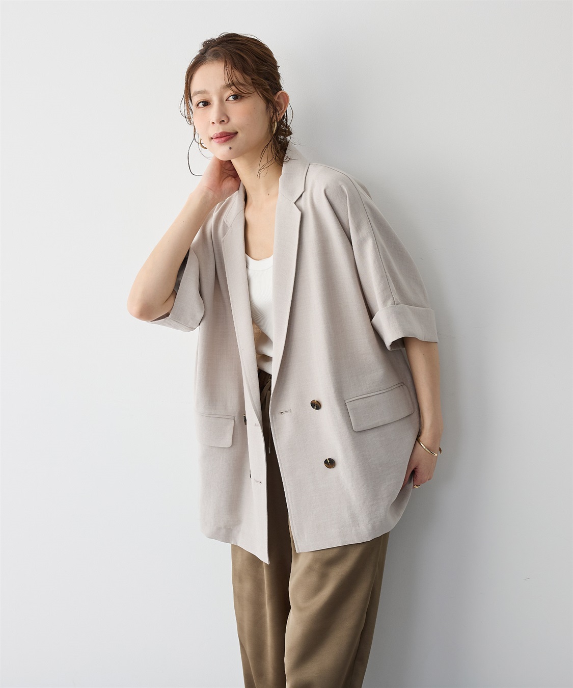 anyfee 【anyfee/プラスサイズ】リネン調半袖テーラードジャケット■リネンライクシリーズ■_sub_17