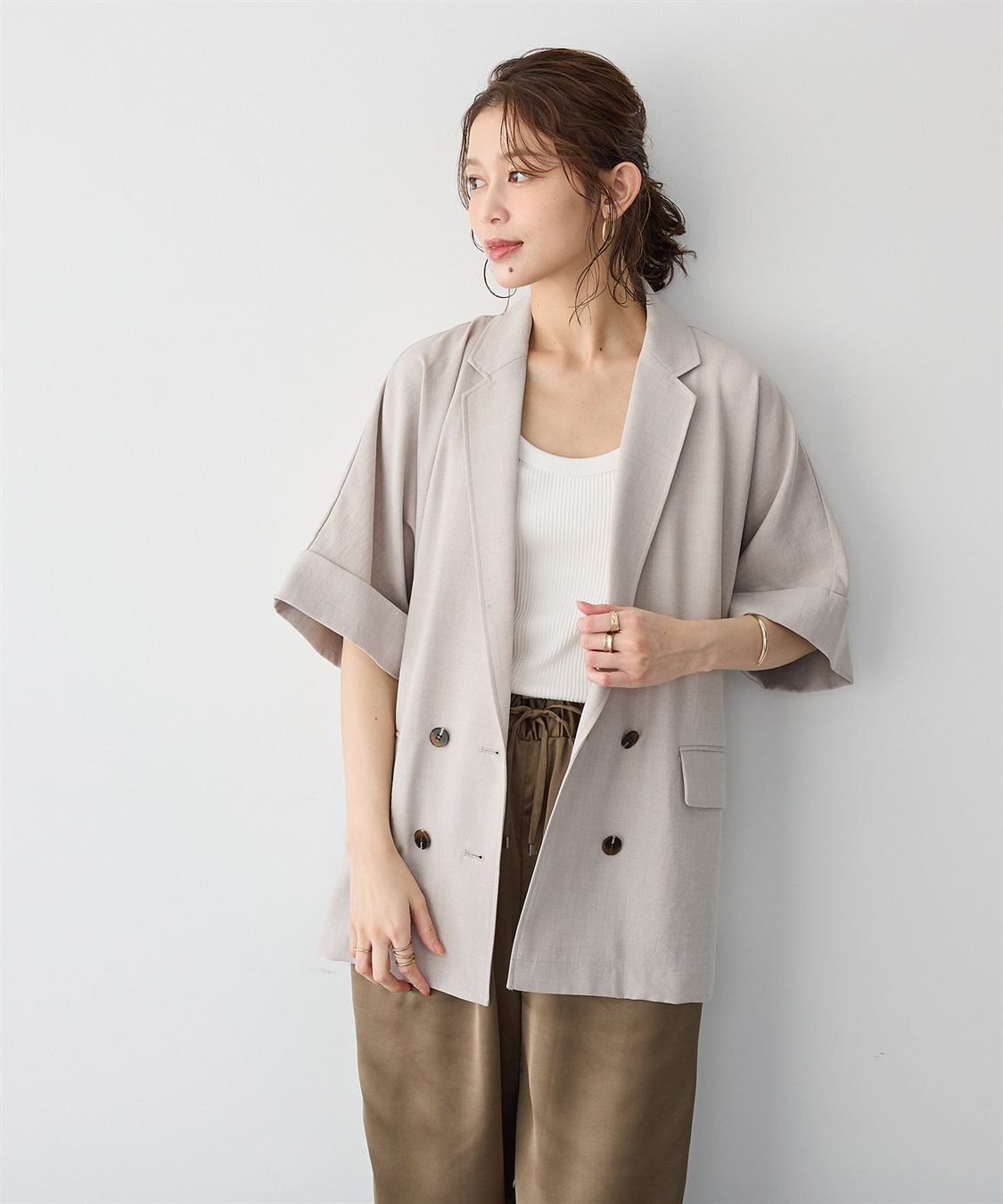anyfee 【anyfee/プラスサイズ】リネン調半袖テーラードジャケット■リネンライクシリーズ■_sub_18