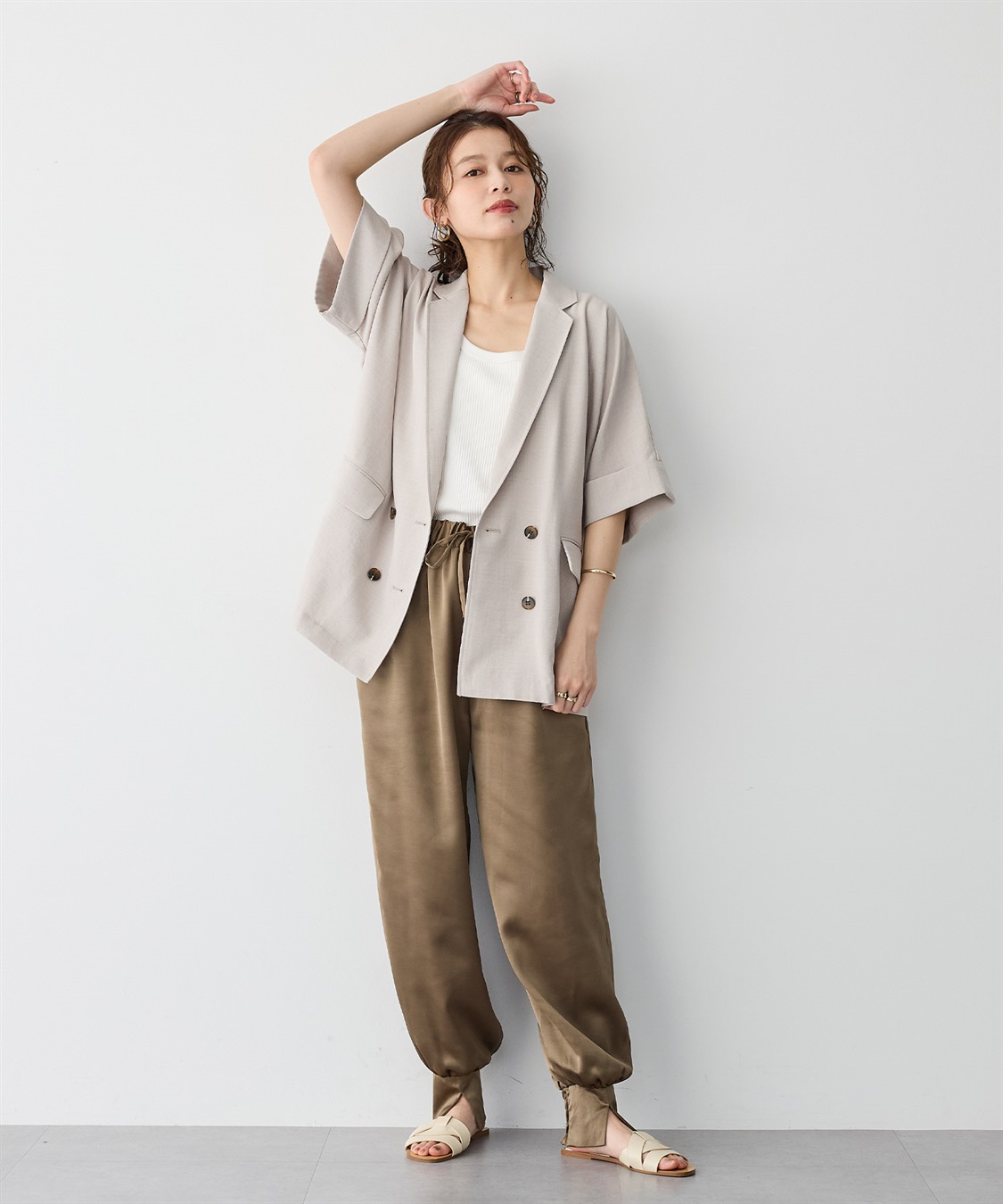 anyfee 【anyfee/プラスサイズ】リネン調半袖テーラードジャケット■リネンライクシリーズ■_sub_19