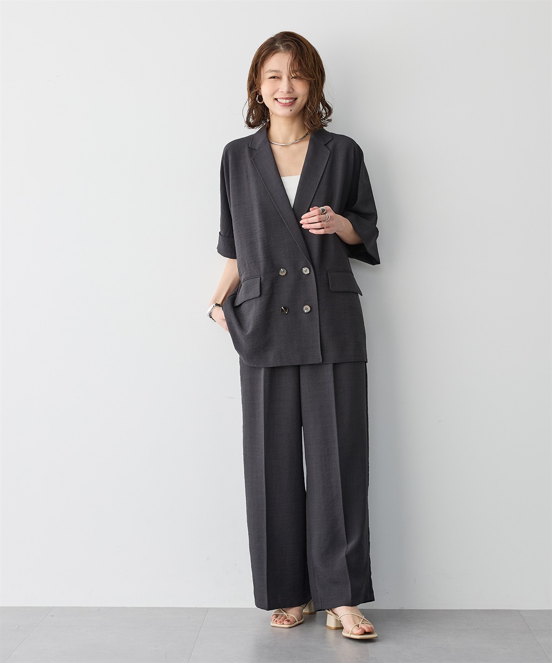 anyfee 【anyfee/プラスサイズ】リネン調半袖テーラードジャケット■リネンライクシリーズ■_sub_22