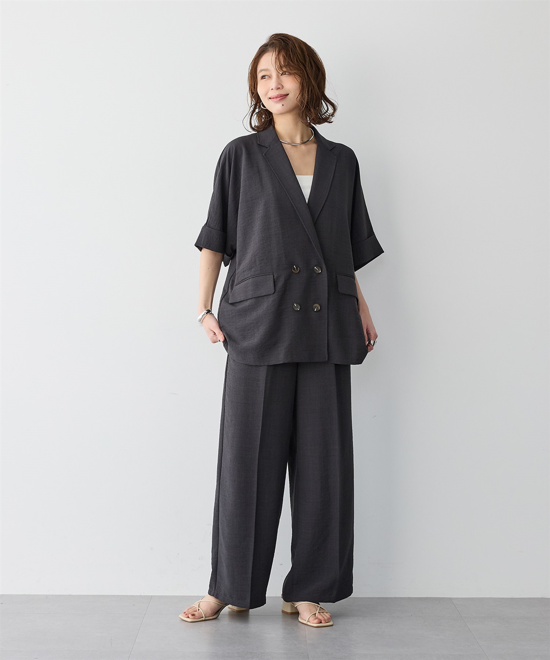 anyfee 【anyfee/プラスサイズ】リネン調半袖テーラードジャケット■リネンライクシリーズ■_sub_23