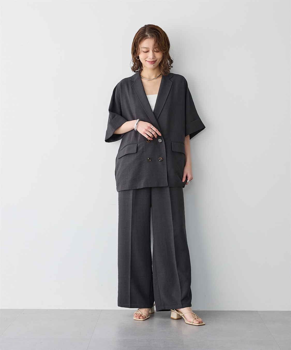 anyfee 【anyfee/プラスサイズ】リネン調半袖テーラードジャケット■リネンライクシリーズ■_sub_24