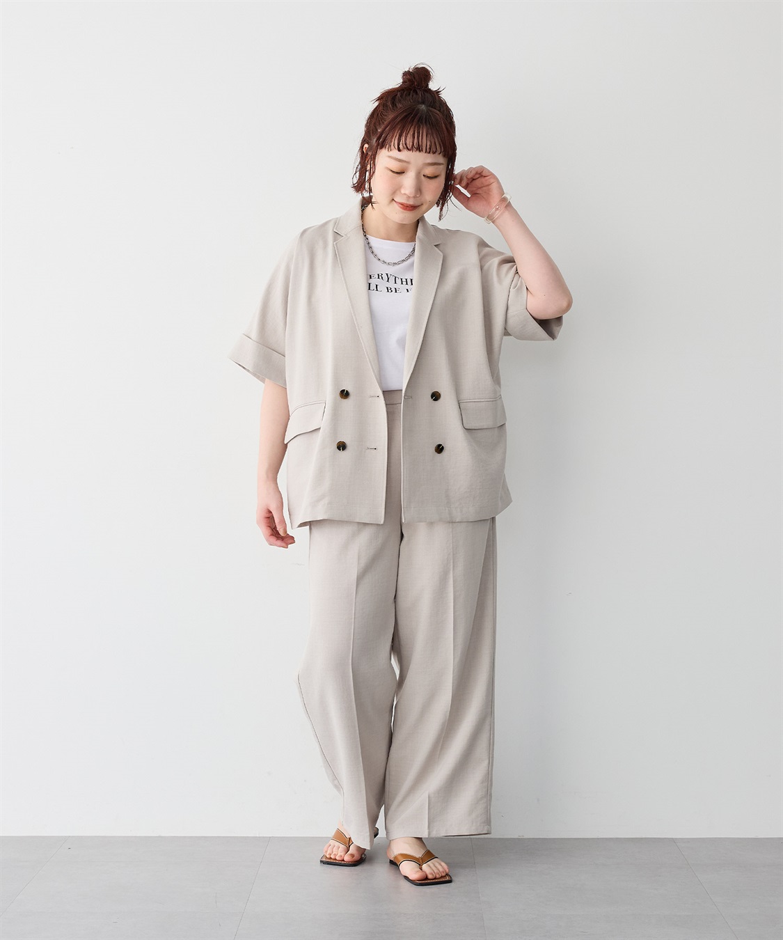 anyfee 【anyfee/プラスサイズ】リネン調ワイドパンツ《セットアップ対応/上下別売り》■リネンライクシリーズ■_sub_5