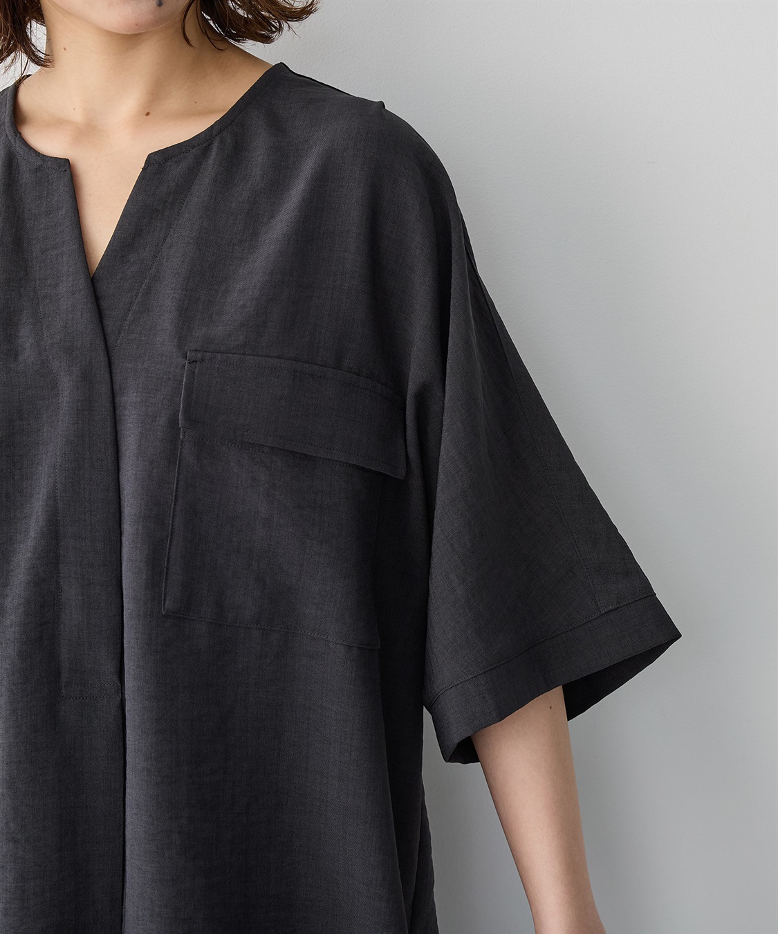 anyfee 【anyfee/プラスサイズ】リネン調すっきりドルマンスリーブサファリシャツ《セットアップ対応/上下別売り》■リネンライクシリーズ■_sub_13