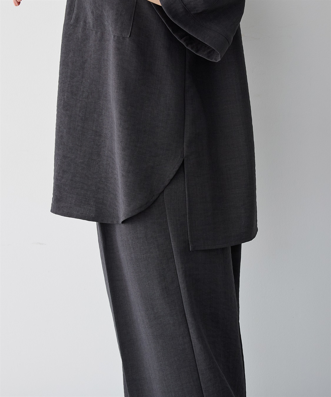 anyfee 【anyfee/プラスサイズ】リネン調すっきりドルマンスリーブサファリシャツ《セットアップ対応/上下別売り》■リネンライクシリーズ■_sub_14