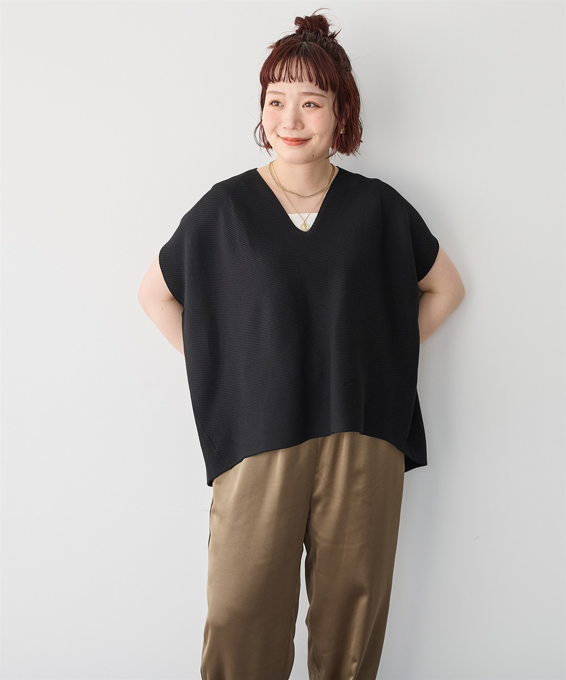 anyfee 【anyfee/プラスサイズ】深Vネックコクーンニット_sub_22