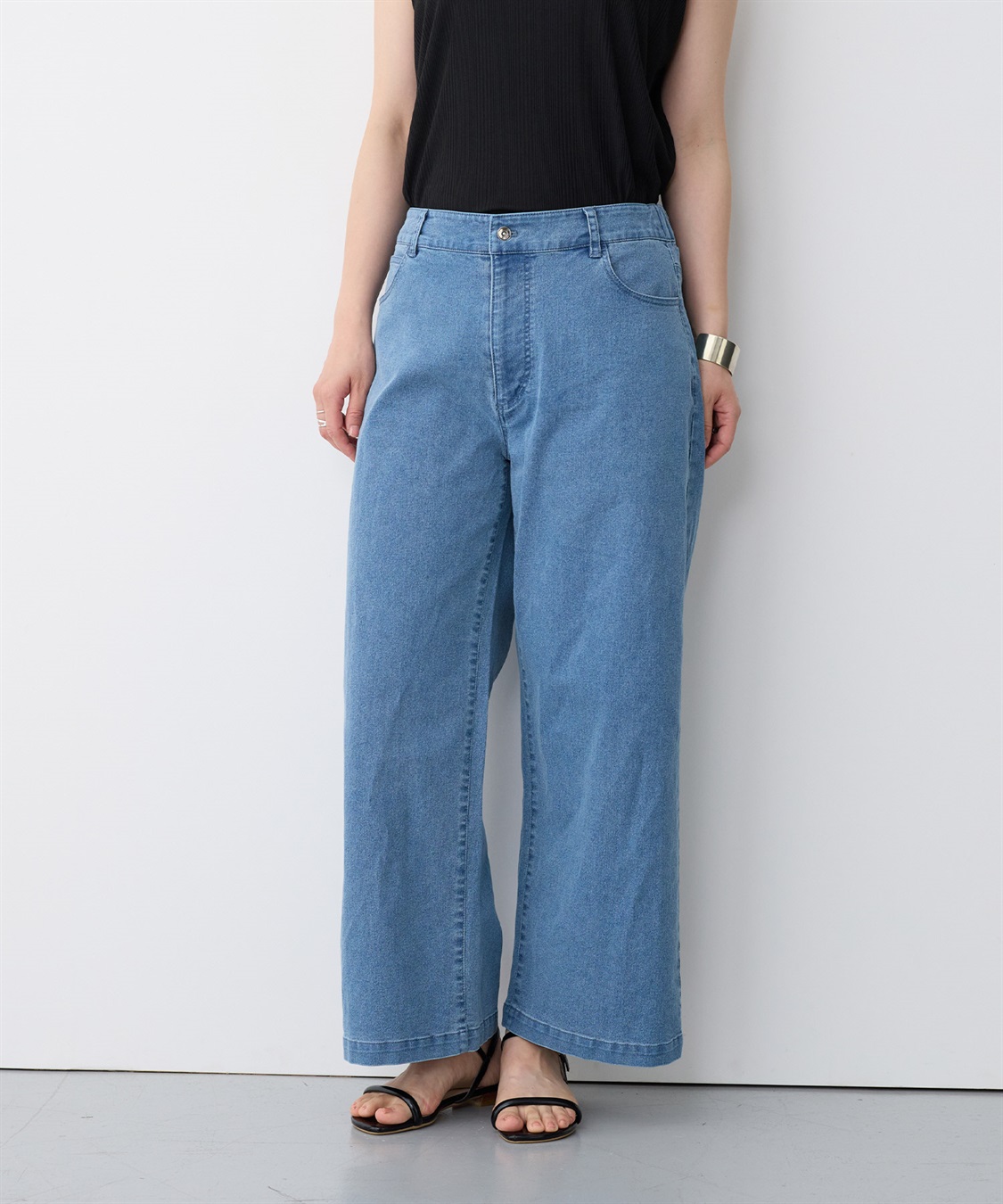 anyfee 【anyfee/プラスサイズ】美脚シルエットストレートデニムパンツ_sub_1