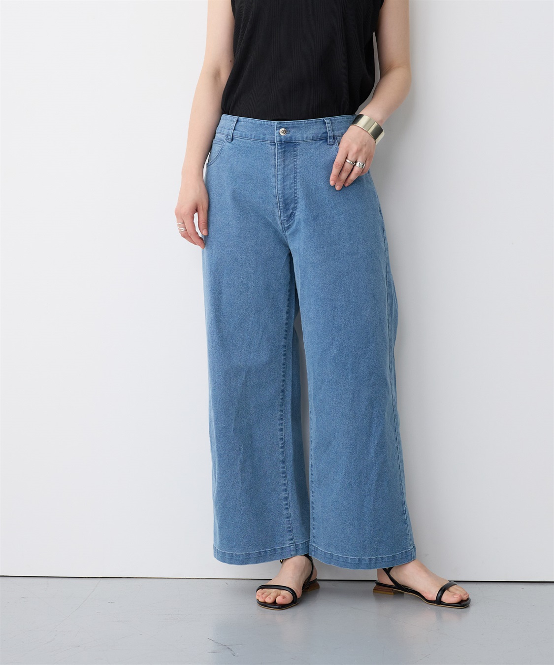 anyfee 【anyfee/プラスサイズ】美脚シルエットストレートデニムパンツ_sub_3