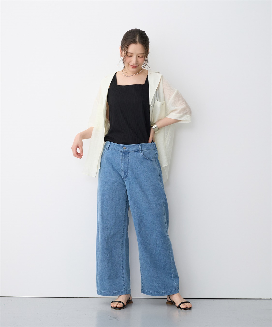 anyfee 【anyfee/プラスサイズ】美脚シルエットストレートデニムパンツ_sub_8