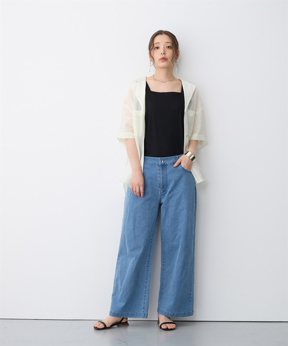 anyfee 【anyfee/プラスサイズ】美脚シルエットストレートデニムパンツ_sub_13